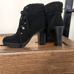 Black Rhinestone Booties